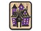 Spooky Scary Haunted House Mansion with Bats Broken Windows Multi-Color Embroidered Iron-On or Hook & Loop Patch Applique